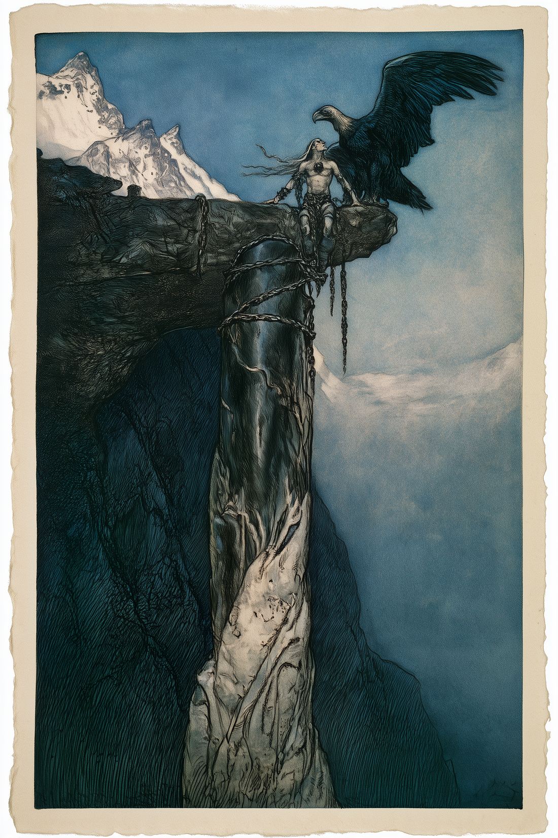 The chained titan on a high stone shelf, the boy before him